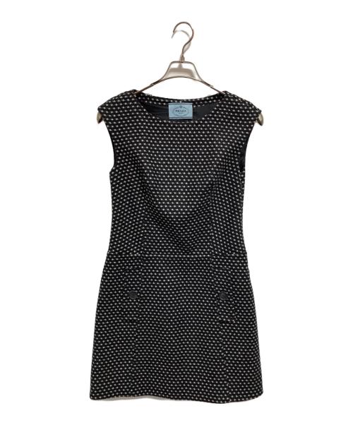 PRADA（プラダ）PRADA (プラダ) ツイードワンピース ブラック×ホワイト サイズ:40Sの古着・服飾アイテム