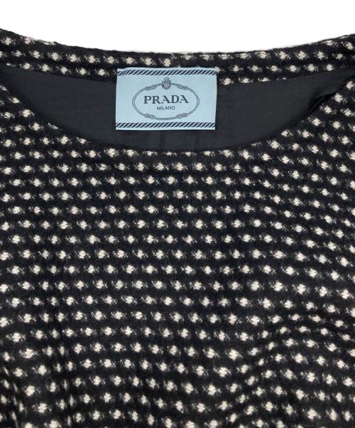 PRADA（プラダ）PRADA (プラダ) ツイードワンピース ブラック×ホワイト サイズ:40Sの古着・服飾アイテム