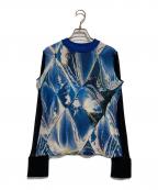 hatraハトラ）の古着「Time Lapse Knit Top」｜ブルー×ブラック