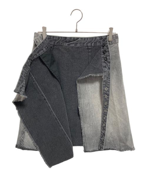 GRANCY（グランシー）GRANCY (グランシー) フリンジデザインデニムスカート グレー サイズ:Mの古着・服飾アイテム