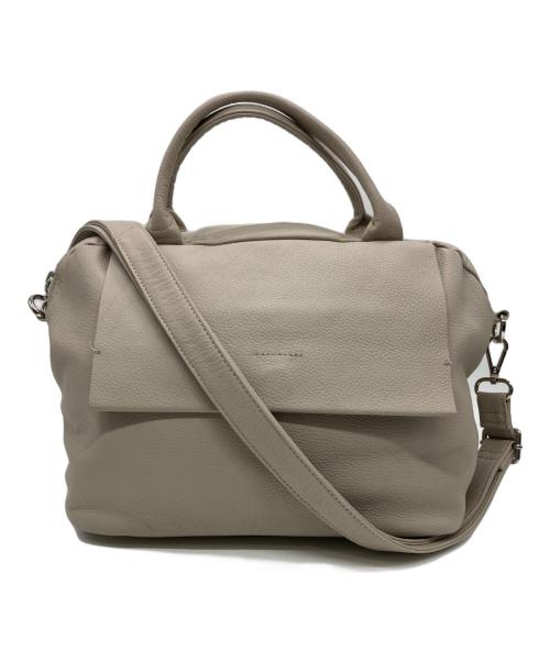 ear PAPILLONNER（イアパピヨネ）ear PAPILLONNER (イアパピヨネ) レザーフラップ2WAYバッグ Sサイズ ベージュの古着・服飾アイテム