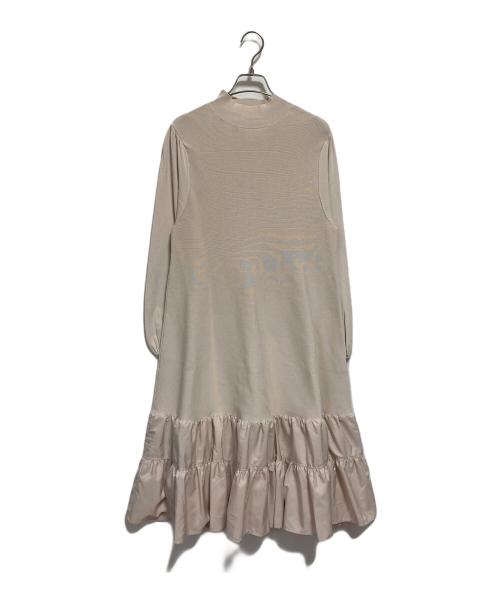 ANAYI（アナイ）ANAYI (アナイ) ニットタフタティアードワンピース ベージュ サイズ:38 未使用品の古着・服飾アイテム