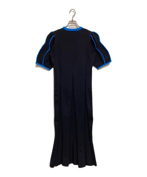 RIM.ARK（リムアーク）RIM.ARK (リムアーク) Curve line sleeve knit OP ネイビー サイズ:36の古着・服飾アイテム