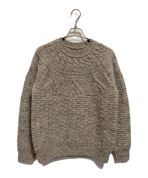 BATONER（バトナ―）BATONER (バトナ―) スプレッドアランクルーネックニト ベージュ サイズ:2の古着・服飾アイテム