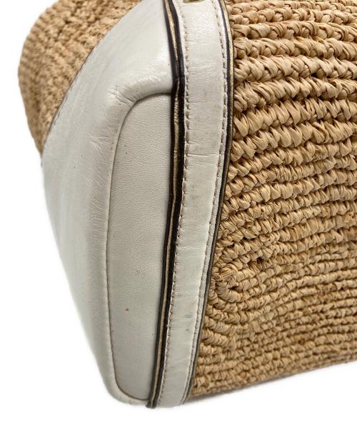 COACH（コーチ）COACH (コーチ) ラフィアトートバッグ ベージュ×ホワイトの古着・服飾アイテム