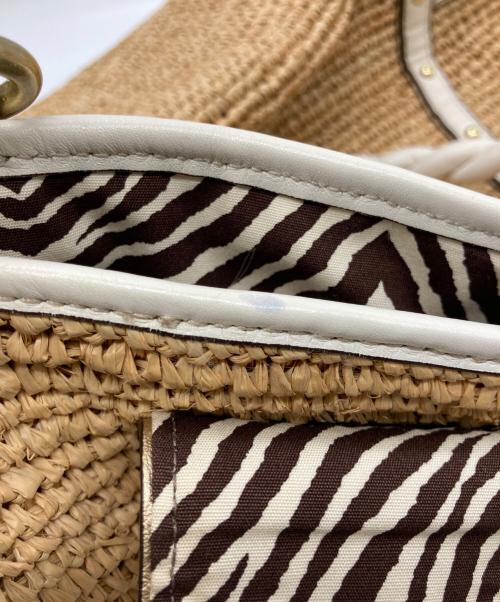 COACH（コーチ）COACH (コーチ) ラフィアトートバッグ ベージュ×ホワイトの古着・服飾アイテム