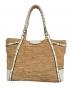 COACH (コーチ) ラフィアトートバッグ ベージュ×ホワイト：7000円