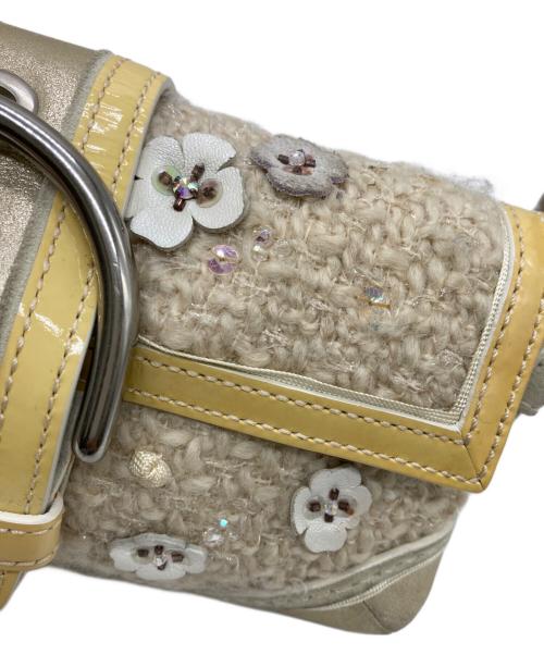 COACH（コーチ）COACH (コーチ) ツイードワンハンドルハンドバッグ ベージュ×イエローの古着・服飾アイテム
