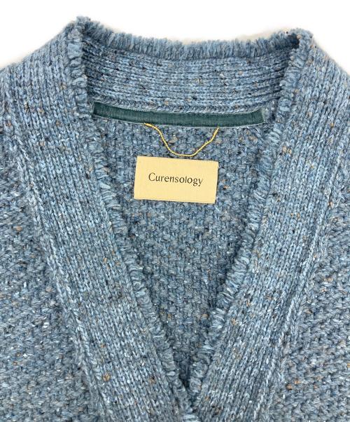 Curensology（カレンソロジー）Curensology (カレンソロジー) ツイーディ ヤーン カーディガン ブルー サイズ:Fの古着・服飾アイテム