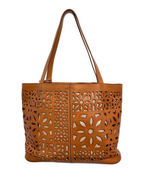 genten（ゲンテン）genten (ゲンテン) マルチカットワークレザートートバッグ ブラウンの古着・服飾アイテム