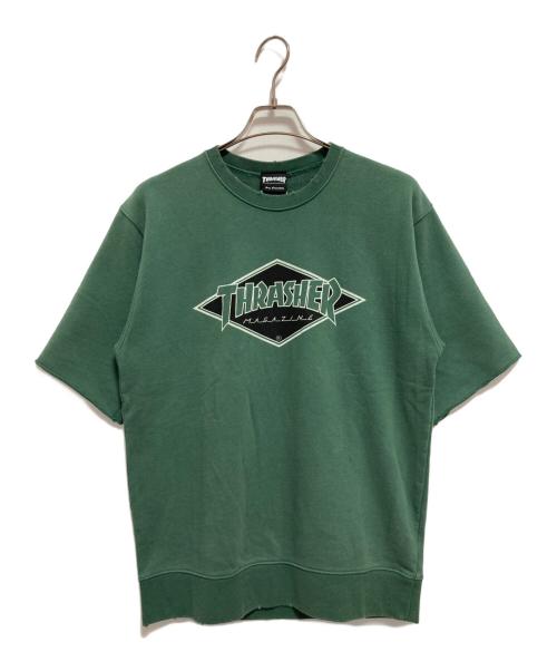 THRASHER（スラッシャー）THRASHER (スラッシャー) JOURNAL STANDARD (ジャーナルスタンダード) 別注 半袖 加工スウェット グリーン サイズ:Lの古着・服飾アイテム