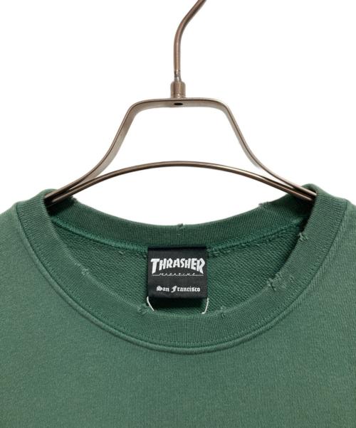 THRASHER（スラッシャー）THRASHER (スラッシャー) JOURNAL STANDARD (ジャーナルスタンダード) 別注 半袖 加工スウェット グリーン サイズ:Lの古着・服飾アイテム