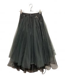 Belle vintage（ベル ヴィンテージ）の古着「デニムドッキング チュールスカート」｜ブラック