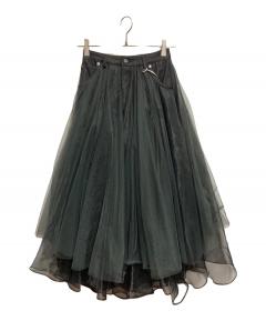 【美品】モニーレ キルティング ロングフレアスカート ベージュ 中古・古着通販】MONILE (モニーレ) キルティングウエストリブギャザー