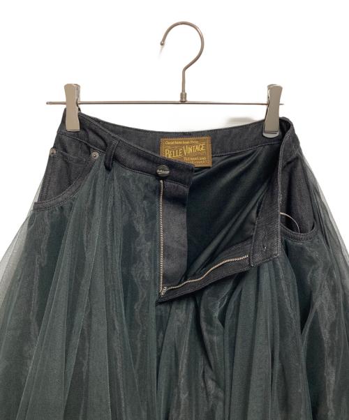 Belle vintage（ベル ヴィンテージ）BELLE VINTAGE (ベル ヴィンテージ) デニムドッキング チュールスカート ブラック サイズ:S 未使用品の古着・服飾アイテム
