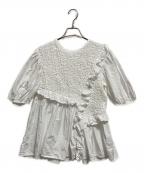 CECILIE BAHNSENセシリーバンセン）の古着「パフスリーブフリル切替ブラウス」｜ホワイト