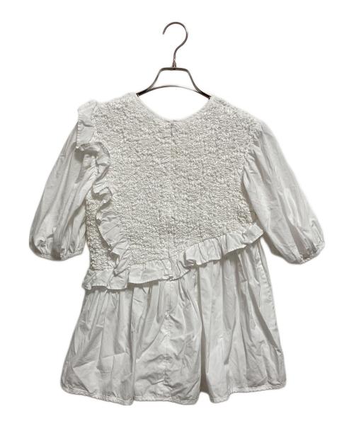 CECILIE BAHNSEN（セシリーバンセン）CECILIE BAHNSEN (セシリーバンセン) パフスリーブフリル切替ブラウス ホワイト サイズ:UK10の古着・服飾アイテム