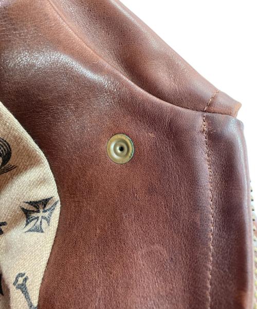 MWS（エムダブリューエス）MWS (エムダブリューエス) シングルライダースジャケット ブラウン サイズ:Lの古着・服飾アイテム