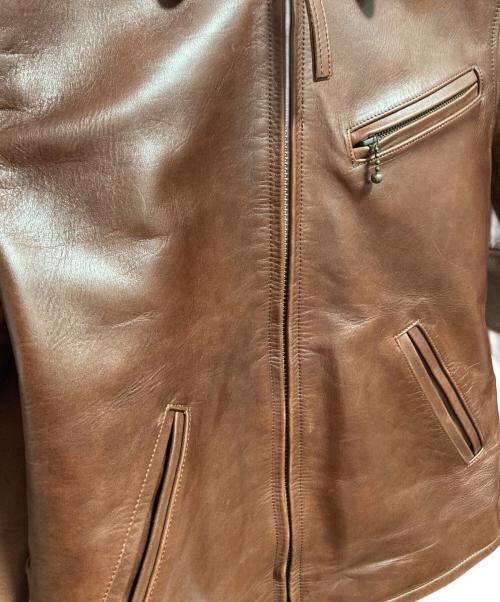 MWS（エムダブリューエス）MWS (エムダブリューエス) シングルライダースジャケット ブラウン サイズ:Lの古着・服飾アイテム