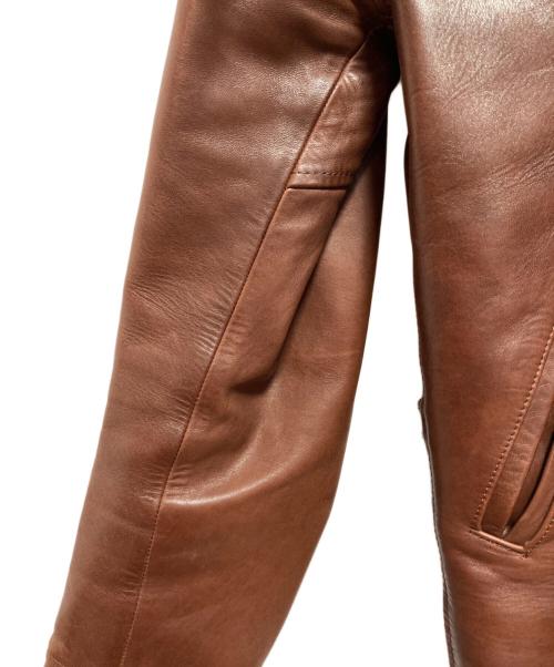 MWS（エムダブリューエス）MWS (エムダブリューエス) シングルライダースジャケット ブラウン サイズ:Lの古着・服飾アイテム