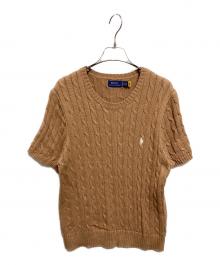 POLO RALPH LAUREN（ポロ・ラルフローレン）の古着「ケーブルニットコットンショートスリーブセーター」｜ベージュ