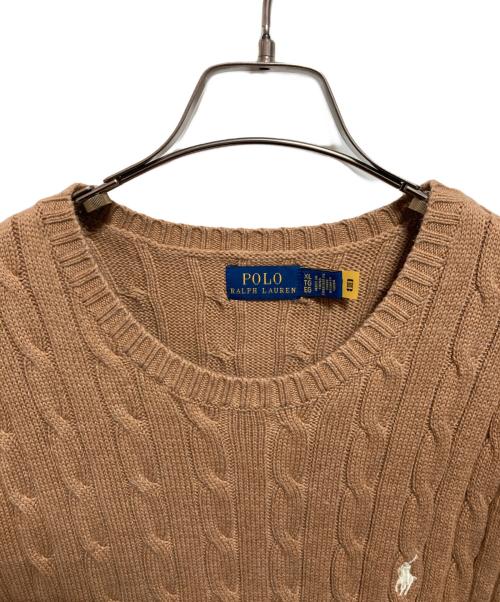 POLO RALPH LAUREN（ポロ・ラルフローレン）POLO RALPH LAUREN (ポロ・ラルフローレン) ケーブルニットコットンショートスリーブセーター ベージュ サイズ:XLの古着・服飾アイテム