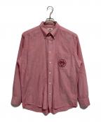HERMESエルメス）の古着「ロゴ刺繍ボタンダウンシャツ」｜レッド