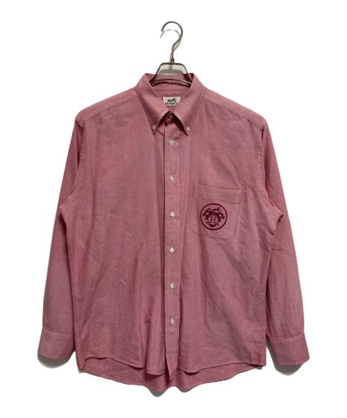 HERMES（エルメス）HERMES (エルメス) ロゴ刺繍ボタンダウンシャツ レッド サイズ:SIZE 42-16 1/2の古着・服飾アイテム