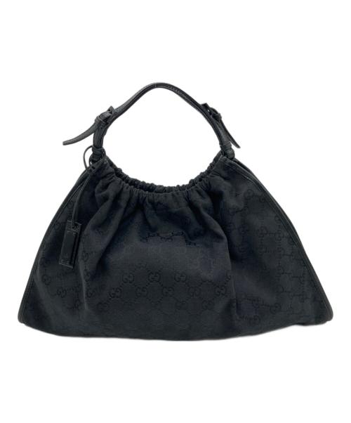 GUCCI（グッチ）GUCCI (グッチ) GGキャンバス巾着ハンドバッグ ブラックの古着・服飾アイテム