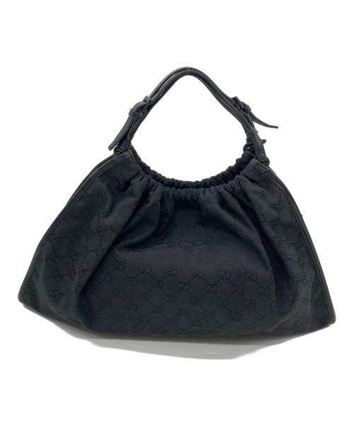 GUCCI（グッチ）GUCCI (グッチ) GGキャンバス巾着ハンドバッグ ブラックの古着・服飾アイテム