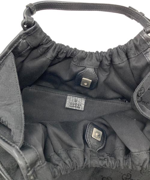GUCCI（グッチ）GUCCI (グッチ) GGキャンバス巾着ハンドバッグ ブラックの古着・服飾アイテム
