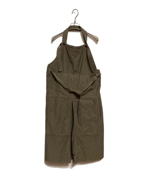 45rpm（45アールピーエム）45rpm (45アールピーエム) 麦サテンのエプロンドレス オリーブ サイズ:-の古着・服飾アイテム