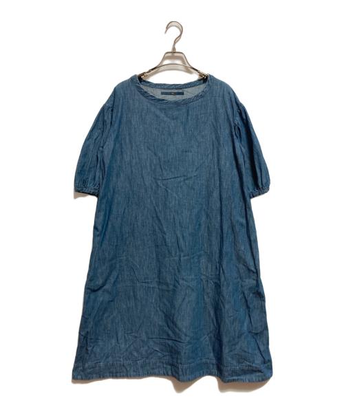 45R（フォーティファイブ・アール）45R (フォーティファイブ・アール) モンプチデニムのパフスリーブドレス ブルーの古着・服飾アイテム