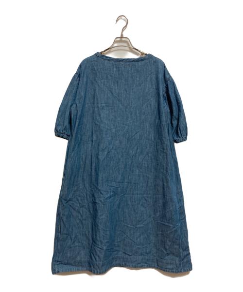 45R（フォーティファイブ・アール）45R (フォーティファイブ・アール) モンプチデニムのパフスリーブドレス ブルーの古着・服飾アイテム