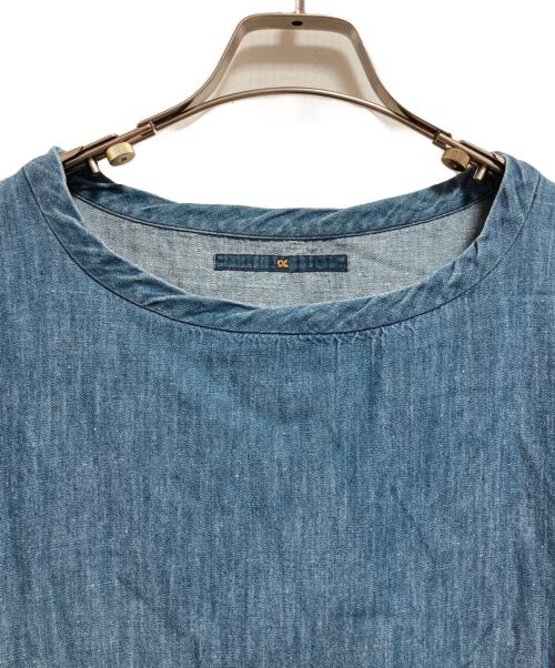 45R（フォーティファイブ・アール）45R (フォーティファイブ・アール) モンプチデニムのパフスリーブドレス ブルーの古着・服飾アイテム