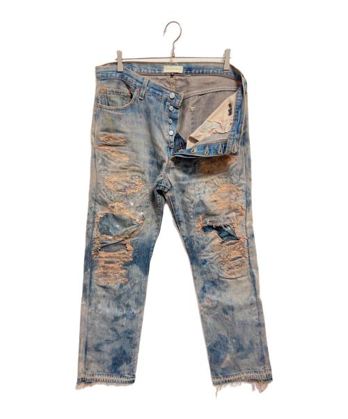 INNOCENCE NYC（イノセンス ニューヨーク）INNOCENCE NYC (イノセンス ニューヨーク) Stitch Paint Denim Pants インディゴ サイズ:SIZE W34の古着・服飾アイテム