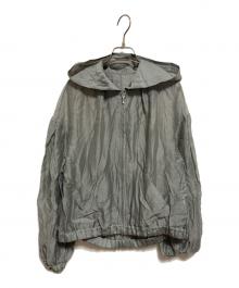 THREE DOTS（スリードッツ）の古着「シャイニーシャツ ジップアップフーディ」｜グリーン