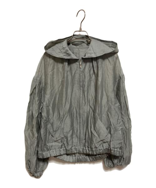 THREE DOTS（スリードッツ）THREE DOTS (スリードッツ) シャイニーシャツ ジップアップフーディ グリーン サイズ:Sの古着・服飾アイテム