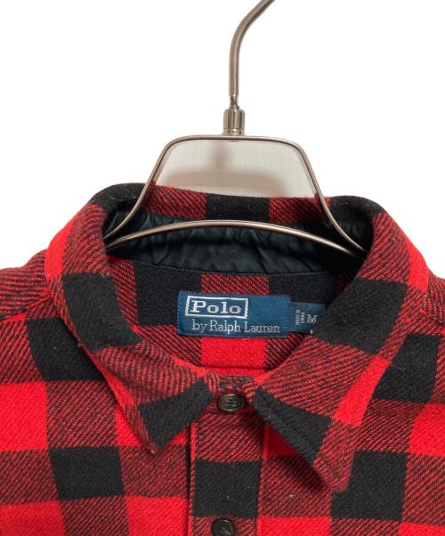 POLO RALPH LAUREN（ポロ・ラルフローレン）POLO RALPH LAUREN (ポロ・ラルフローレン) 90’S ウールタブカラーチェックシャツ レッド サイズ:Mの古着・服飾アイテム