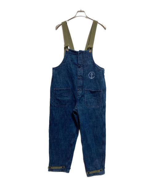 Maden Workwear（メイデンワークウェアー）Maden Workwear (メイデンワークウェアー) 海軍ミリタリーオーバーオールサロペットデニムパンツ インディゴ サイズ:XLの古着・服飾アイテム