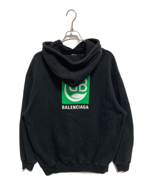 BALENCIAGA（バレンシアガ）BALENCIAGA (バレンシアガ) 20SS BBロゴプリントプルオーバーパーカー ブラック サイズ:Lの古着・服飾アイテム