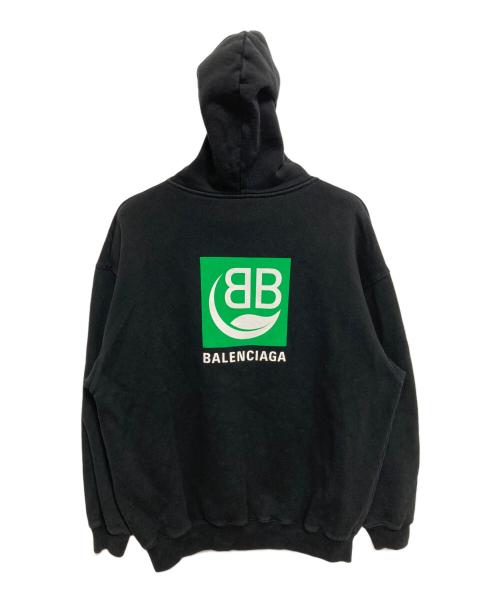 BALENCIAGA（バレンシアガ）BALENCIAGA (バレンシアガ) 20SS BBロゴプリントプルオーバーパーカー ブラック サイズ:Lの古着・服飾アイテム