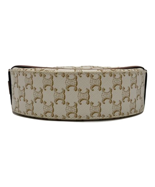 CELINE（セリーヌ）CELINE (セリーヌ) トリオンフラウンドパース ベージュ×ホワイトの古着・服飾アイテム