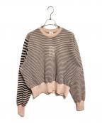 6(ROKU) BEAUTY&YOUTHロク ビューティーアンドユース）の古着「シアー ボーダークルーネック プルオーバー」｜ベージュ