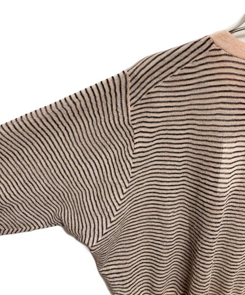 6(ROKU) BEAUTY&YOUTH（ロク ビューティーアンドユース）6(ROKU) BEAUTY&YOUTH (ロク ビューティーアンドユース) シアー ボーダークルーネック プルオーバー ベージュ サイズ:FREE 未使用品の古着・服飾アイテム