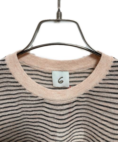 6(ROKU) BEAUTY&YOUTH（ロク ビューティーアンドユース）6(ROKU) BEAUTY&YOUTH (ロク ビューティーアンドユース) シアー ボーダークルーネック プルオーバー ベージュ サイズ:FREE 未使用品の古着・服飾アイテム