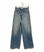 moussyマウジー）の古着「CROSS WAIST WIDE STRAIGHT」｜ブルー