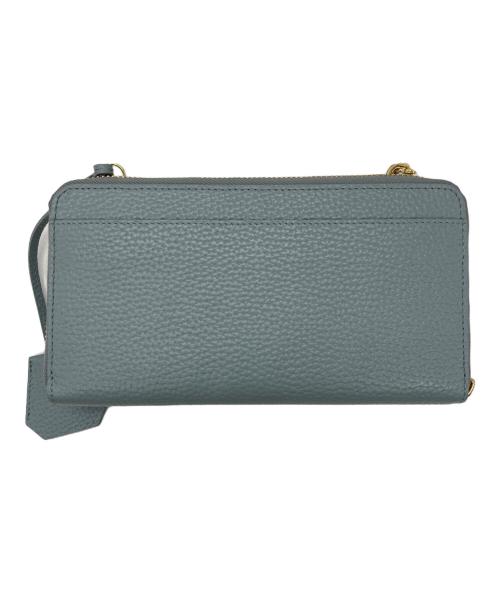 A.D.M.J.（エーディーエムジェイ）A.D.M.J. (エーディーエムジェイ) シュリンクレザー前ポケット付ウォレット ブルーの古着・服飾アイテム