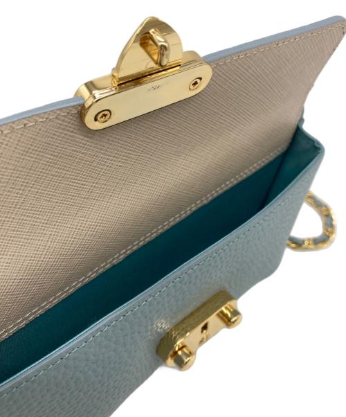 A.D.M.J.（エーディーエムジェイ）A.D.M.J. (エーディーエムジェイ) シュリンクレザー前ポケット付ウォレット ブルーの古着・服飾アイテム