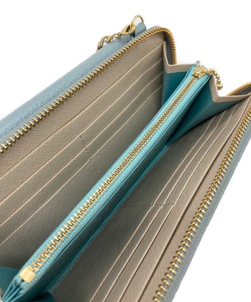 A.D.M.J.（エーディーエムジェイ）A.D.M.J. (エーディーエムジェイ) シュリンクレザー前ポケット付ウォレット ブルーの古着・服飾アイテム